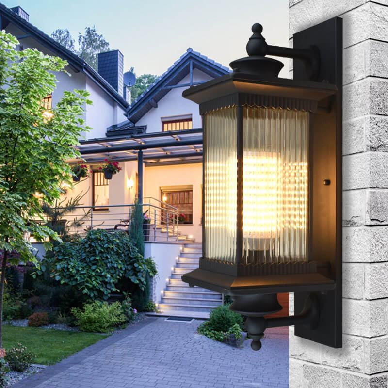 Retro Rectangular 1-Light Outdoor Waterproof Wall Sconce Lamp
