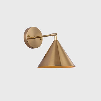 Contemporary Industrial Iron Plated Brass Cone Round 1-Light Wall Sconce Lamp for Living Room