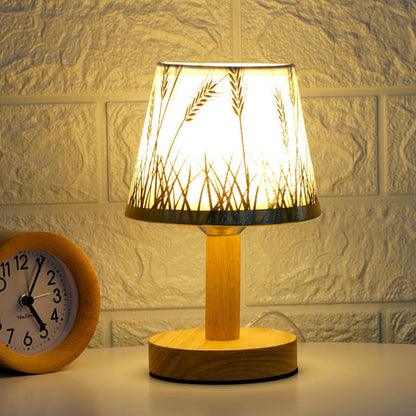 Vintage Linen Drum Shade 1-Light LED Table Lamp