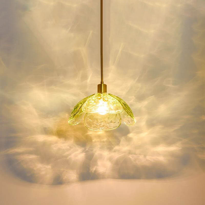 Modern Minimalist Flower-shaped Petal Iron Glass 1-Light Pendant Light For Living Room