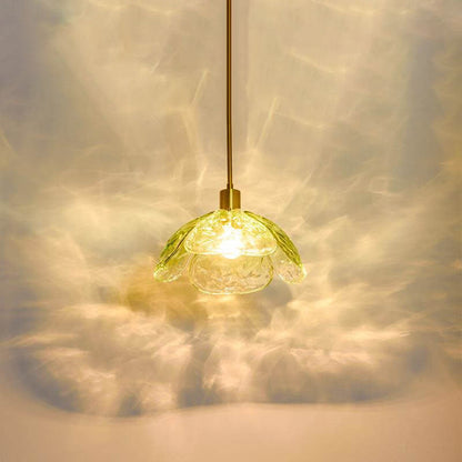 Modern Minimalist Flower-shaped Petal Iron Glass 1-Light Pendant Light For Living Room