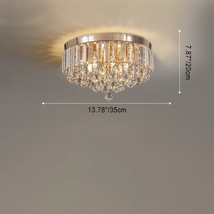 Modern Luxury Round Iron Crystal Beads 6/9-Light Flush Mount Ceiling Light For Living Room