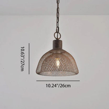 Contemporary Industrial Wrought Iron Hardware Half Round Aged 1-Light Pendant Light For Living Room