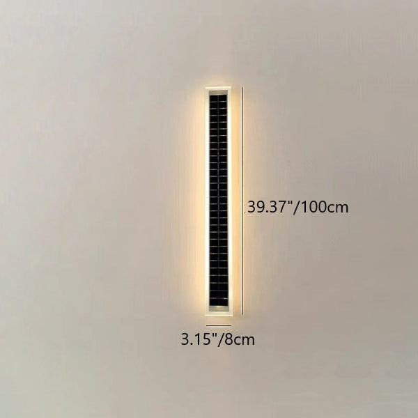 Modern Minimalist Aluminum Acrylic Outdoor Solar Rectangular Strip Waterproof Patio LED Wall Sconce Lamp for Outdoor Patio