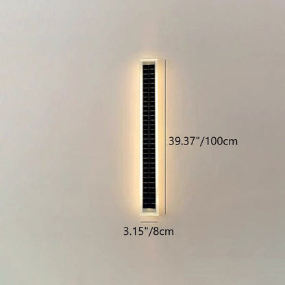 Modern Minimalist Aluminum Acrylic Outdoor Solar Rectangular Strip Waterproof Patio LED Wall Sconce Lamp for Outdoor Patio