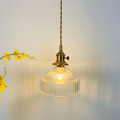 Nordic Stained Glass Dome Brass 1-Light Pendant Light