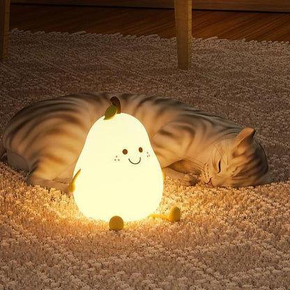 Creative Fruit Pear Silicone LED Night Light USB Table Lamp
