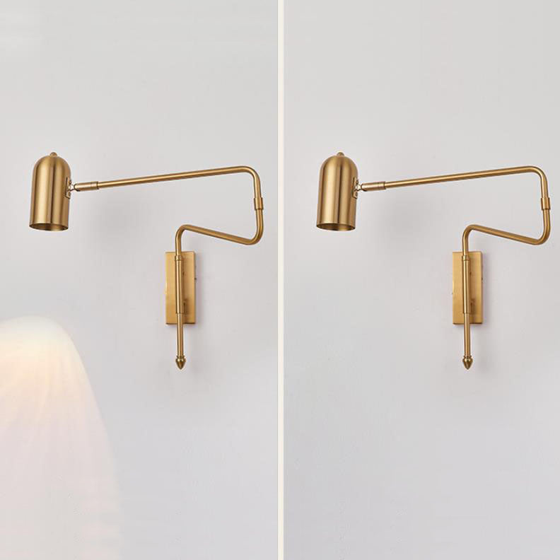 Contemporary Nordic Iron Cylinder Long Pole Swing Arm Wall Sconce Lamp for Bedroom