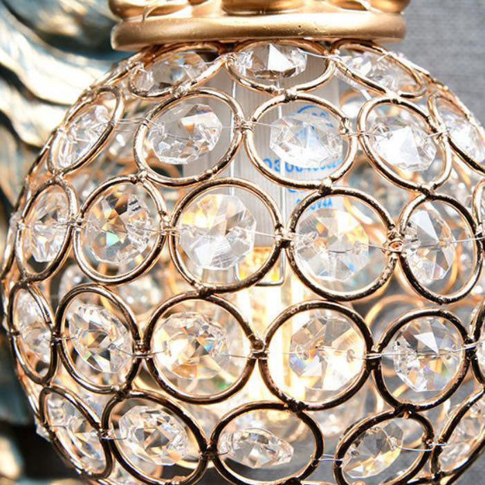 European Vintage Peacock Resin 1-Light Wall Sconce Lamp