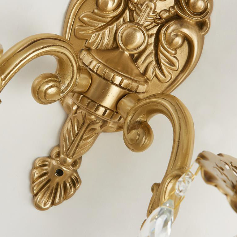 Traditional French Crystal Candelabra Brass 1/2 Light Wall Sconce Lamp