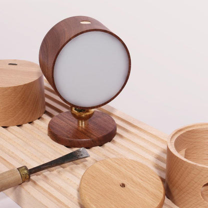 Simple Wooden USB Rechargeable Touch Magnetic LED Night Light Wall Sconce Lamp