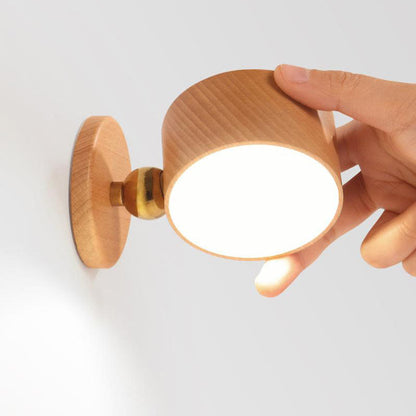 Simple Wooden USB Rechargeable Touch Magnetic LED Night Light Wall Sconce Lamp