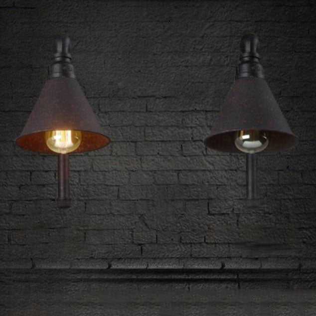 Contemporary Industrial Plumbing Cone Iron 1-Light Wall Sconce Lamp for Living Room