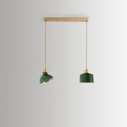 Nordic Vintage Green Brass Glass 1/2/3 Light Island Light Chandelier