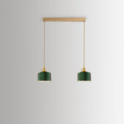 Nordic Vintage Green Brass Glass 1/2/3 Light Island Light Chandelier