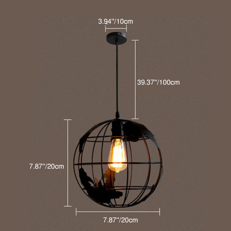 Contemporary Creative Round Earth Shaped Iron 1-Light Pendant Light For Living Room