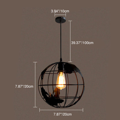 Contemporary Creative Round Earth Shaped Iron 1-Light Pendant Light For Living Room