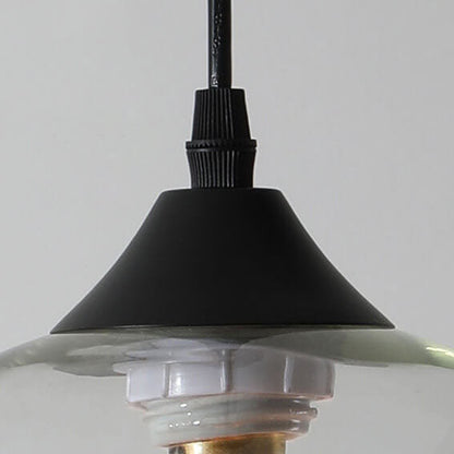 Modern Minimalist Stained Round Glass Iron 1-Light Pendant Light for Living Room