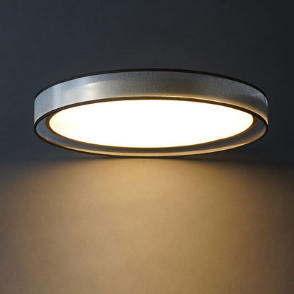 Contemporary Nordic Round Gauze Fabric Copper Acrylic LED Flush Mount Ceiling Light For Living Room & Bedroom