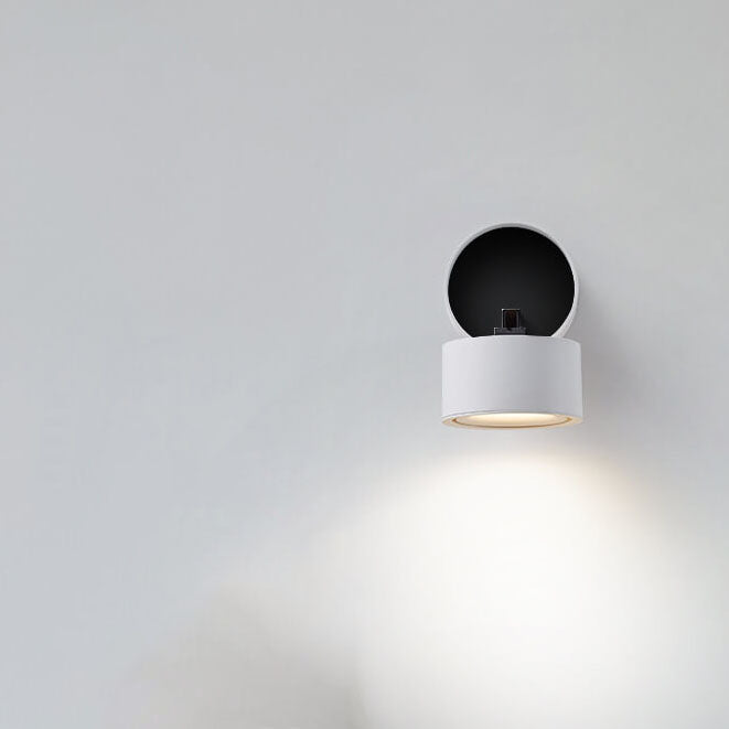Modern Minimalist Round Aluminium Rotatable Folding LED Wall Sconce Lamp For Living Room & Bedroom