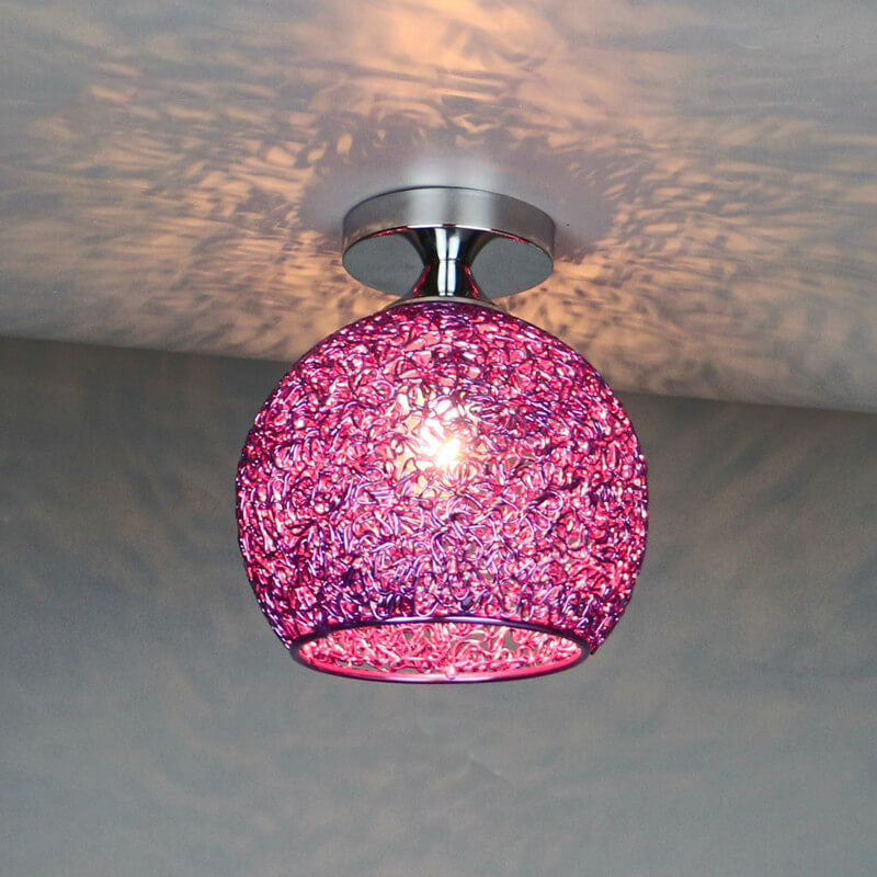 Modern Colorful 1-Light Dome Semi-Flush Mount Light