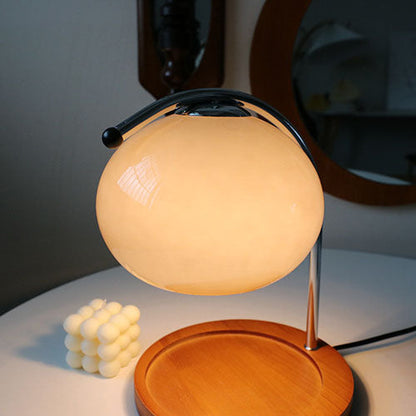 Contemporary Retro Glass Dome Solid Wood Metal Base 1-Light Melting Wax Table Lamp