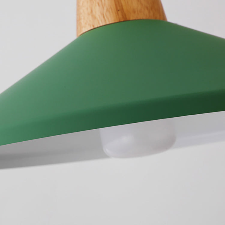 Modern Minimalist Macaron Color Aluminum Solid Wood 1-Light Pendant Light