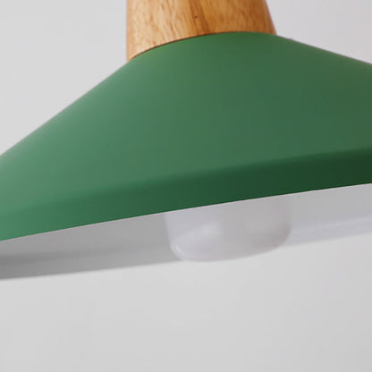 Modern Minimalist Macaron Color Aluminum Solid Wood 1-Light Pendant Light
