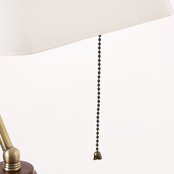 Traditional Vintage Solid Wood Glass Bank Zipper 1-Light Table Lamp For Bedroom