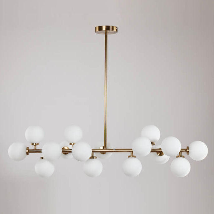 Modern Luxury Magic Bean Iron Glass Ball 16-Light Island Light Chandelier For Dining Room