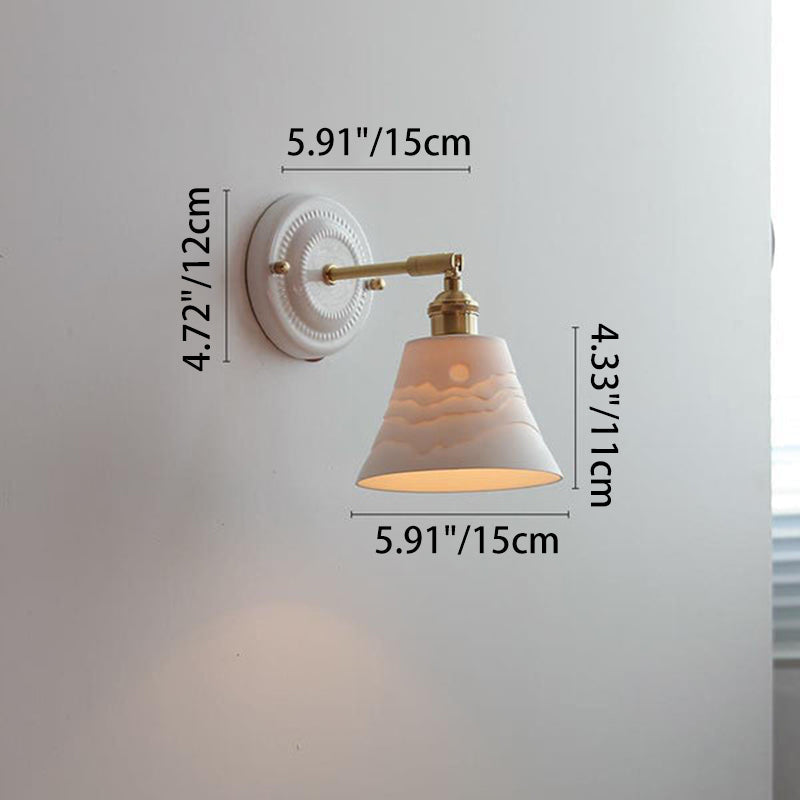 Traditional Vintage Round Ceramic Brass 1-Light Wall Sconce Lamp for Living Room