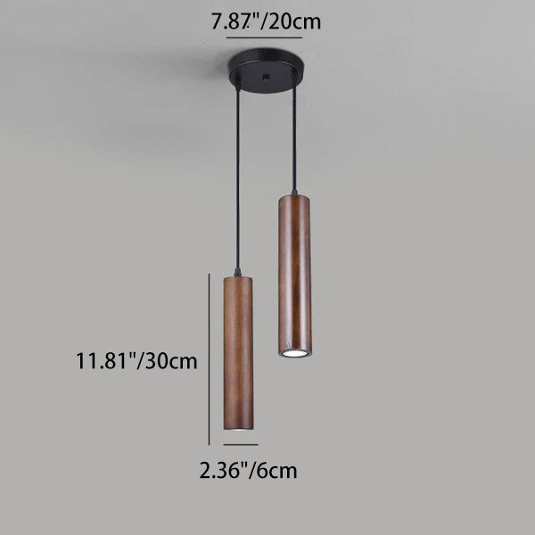 Modern Minimalist Oak Wood Cylinder LED Pendant Light For Living Room & Bedroom
