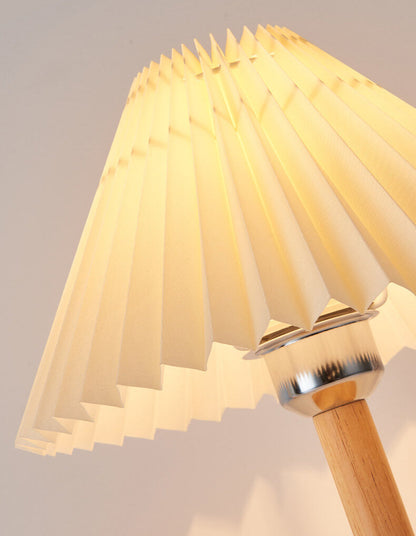 Vintage Wooden Pleated Umbrella Shade 1-Light Wall Sconce Lamp