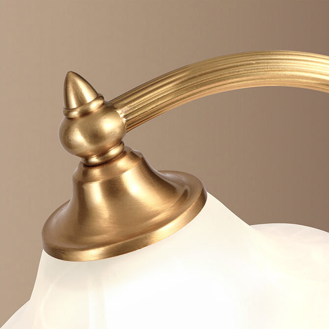 Traditional Vintage Round Copper Glass Petal Shade 1-Light Table Lamp For Bedroom