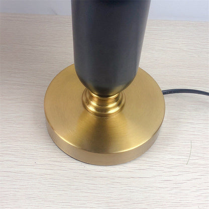 Traditional French Round Fabric PVC Metal Pleated Shade 1-Light Table Lamp For Bedroom