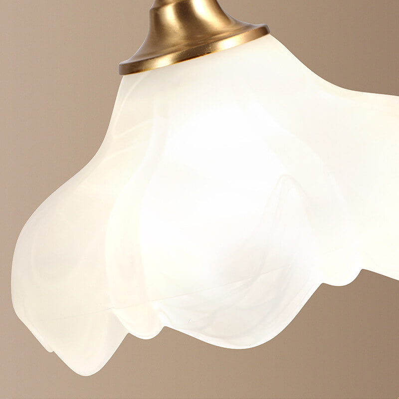 Traditional Vintage Round Copper Glass Petal Shade 1-Light Table Lamp For Bedroom