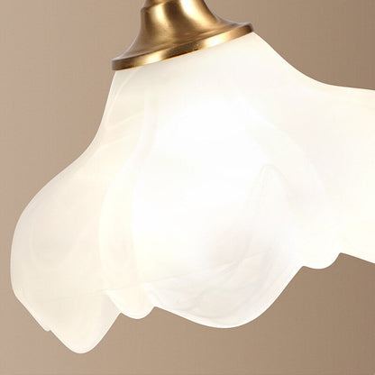 Traditional Vintage Round Copper Glass Petal Shade 1-Light Table Lamp For Bedroom