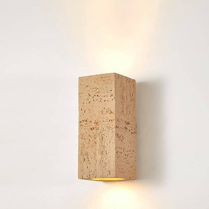 Traditional Retro Wabi-sabi Composites Square Column Hand Sculpted LED Wall Sconce Lamp for Living Room