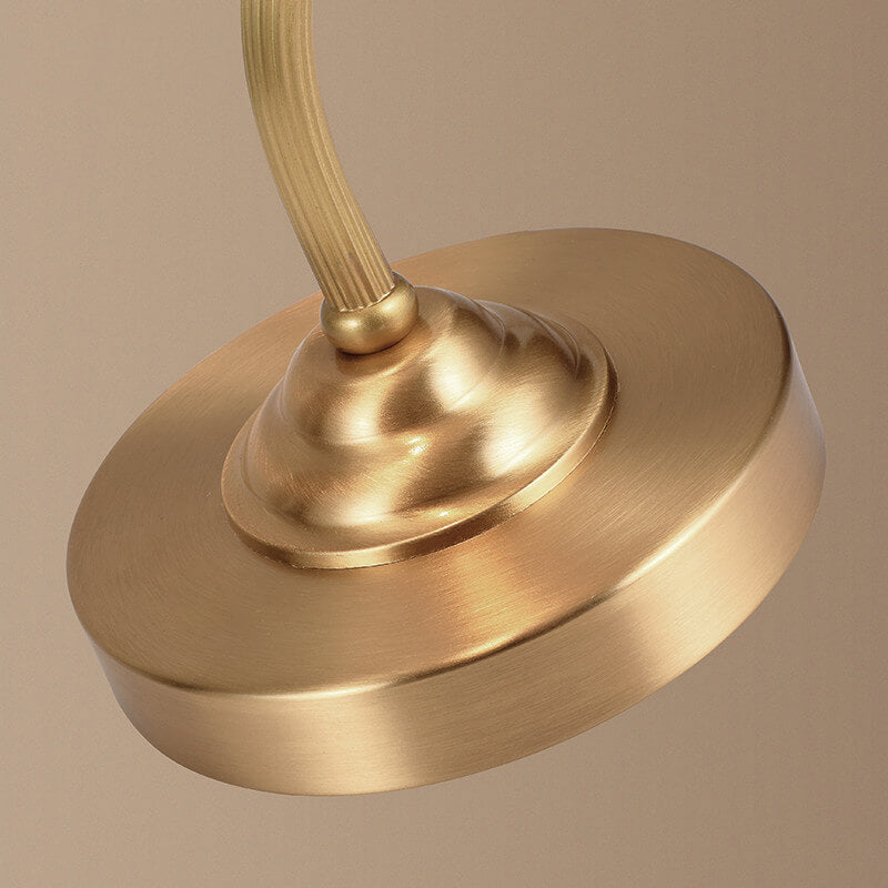 Traditional Vintage Round Copper Glass Petal Shade 1-Light Table Lamp For Bedroom