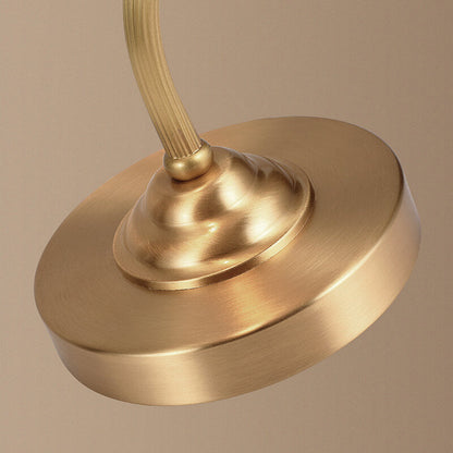 Traditional Vintage Round Copper Glass Petal Shade 1-Light Table Lamp For Bedroom