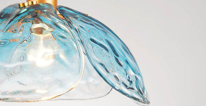 Modern Minimalist Flower-shaped Petal Iron Glass 1-Light Pendant Light For Living Room