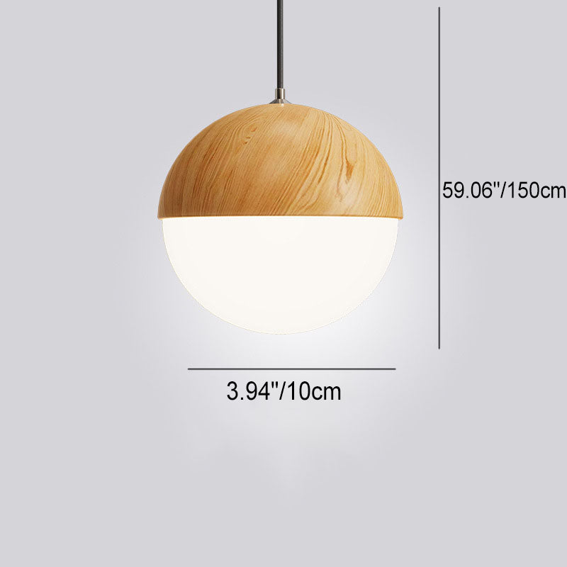 Traditional Japanese Iron Round Oval Iron 1-Light Pendant Light For Living Room & Bedroom
