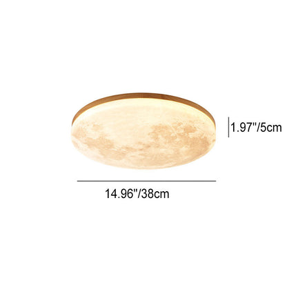 Modern Minimalist Moon Round Hardware PVC Acrylic LED Flush Mount Ceiling Light For Living Room