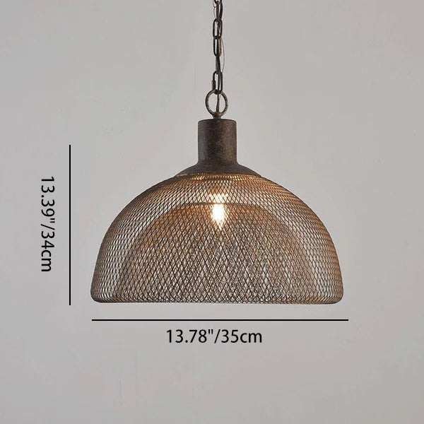 Contemporary Industrial Wrought Iron Hardware Half Round Aged 1-Light Pendant Light For Living Room