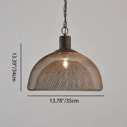 Contemporary Industrial Wrought Iron Hardware Half Round Aged 1-Light Pendant Light For Living Room