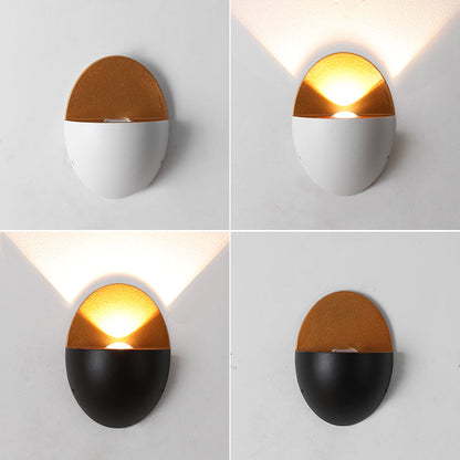 Modern Minimalist Oval Shape Aluminum Outdoor Waterproof LED Wall Sconce Lamp for Outdoor Patio
