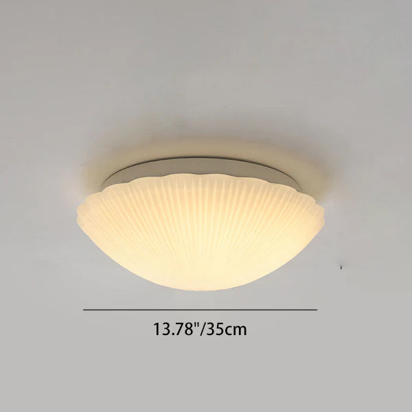 Modern Minimalist Cream Shell Glass LED Flush Mount Ceiling Light For Living Room & Bedroom