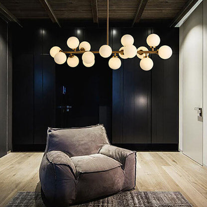 Modern Luxury Magic Bean Iron Glass Ball 16-Light Island Light Chandelier For Dining Room
