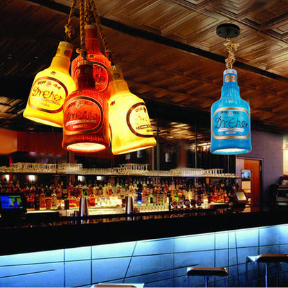 Contemporary Industrial Colorful Bottle Resin 1-Light Pendant Light