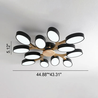 Nordic Solid Wooden Tree Branch Petal LED Flush Mount Ceiling Light